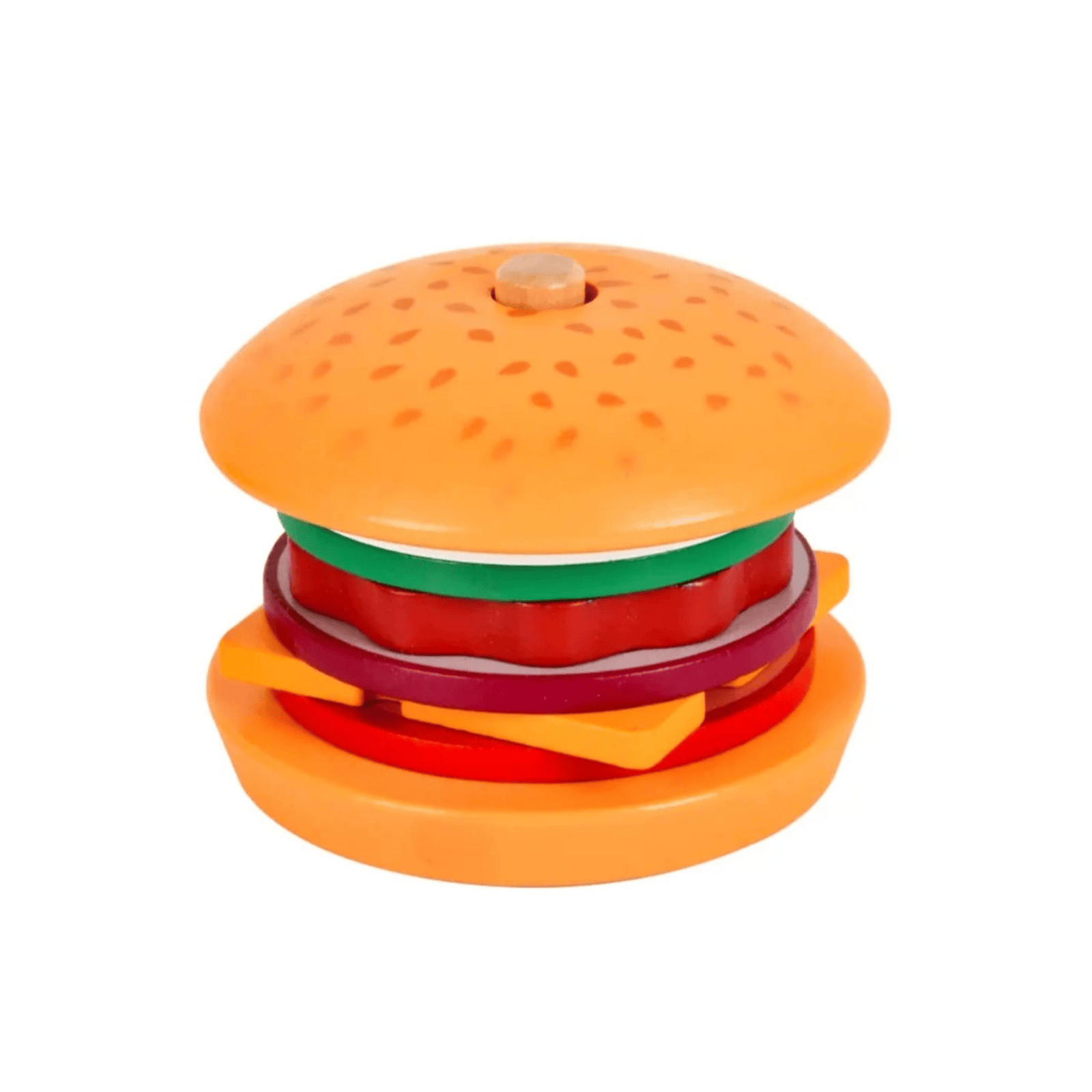 BrightX Wooden Fast Food Toy Set Hamburger & Sandwich Stacking Puzzle for Kids - Hamburger