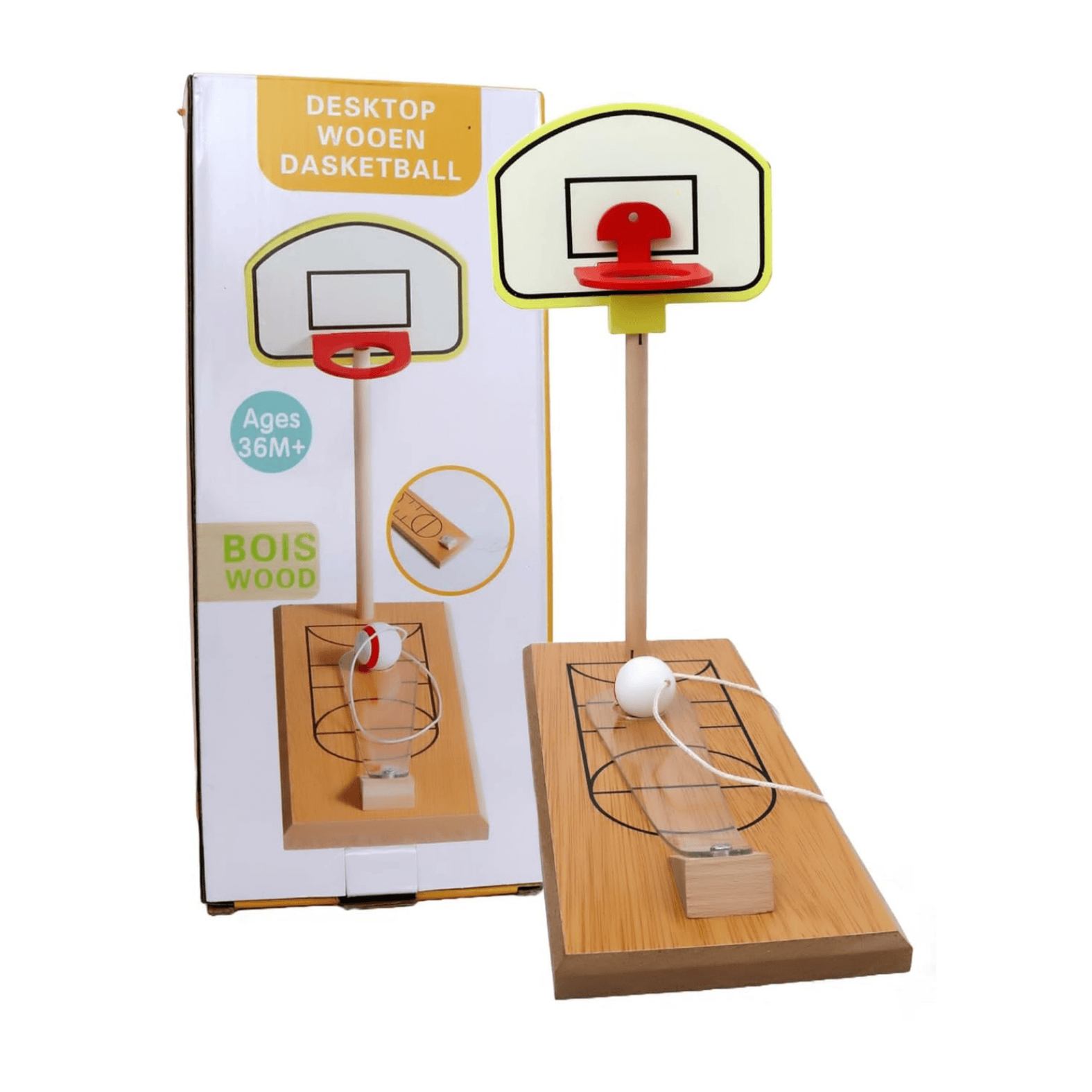 BrightX Wooden Mini Desktop Basketball Game Set – Classic Tabletop Toy for Kids & Adults