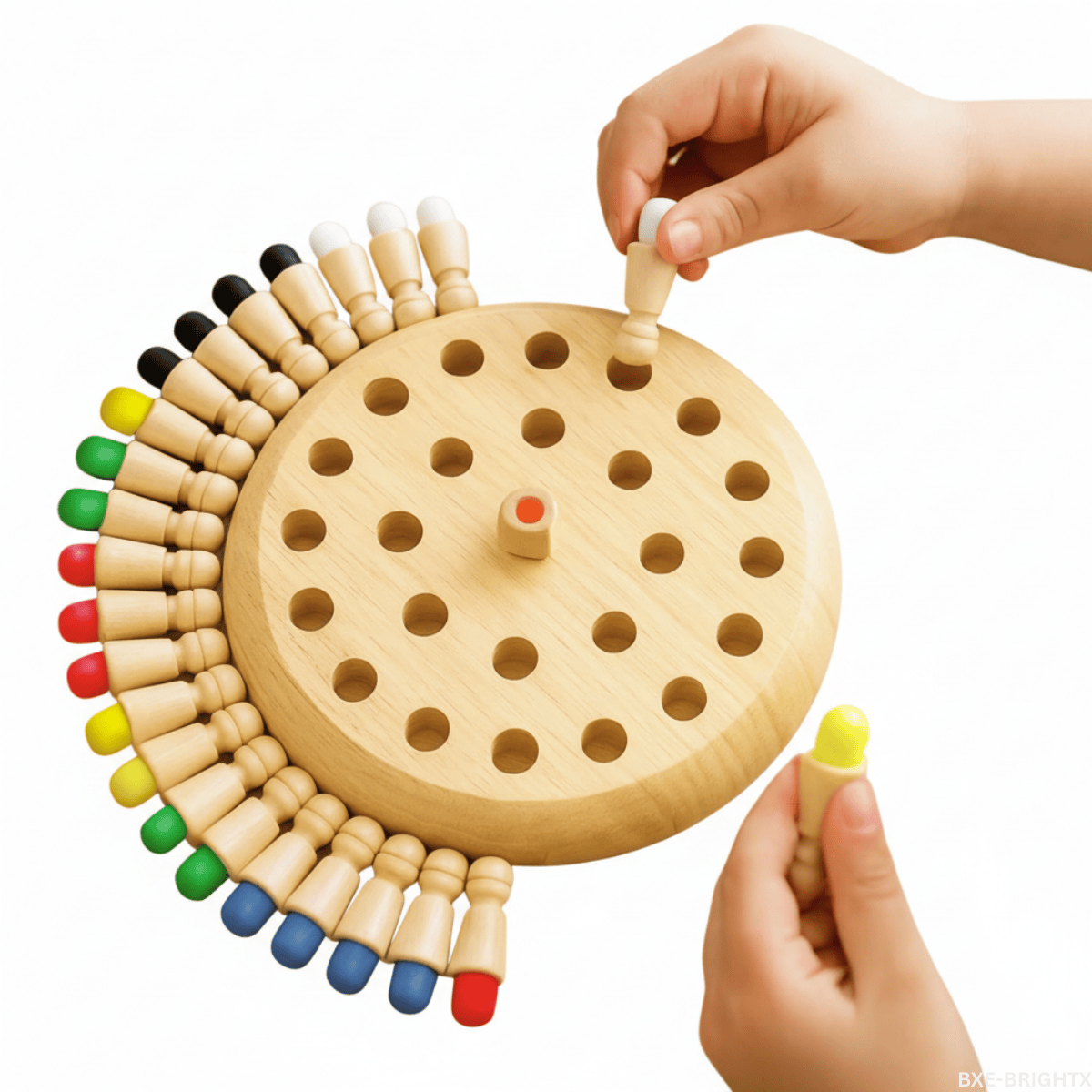 BrightX Montessori Wooden Memory Chess Game for Kids