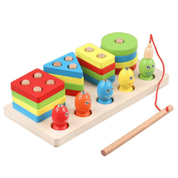 Kids wooden fishing four post magnetic game