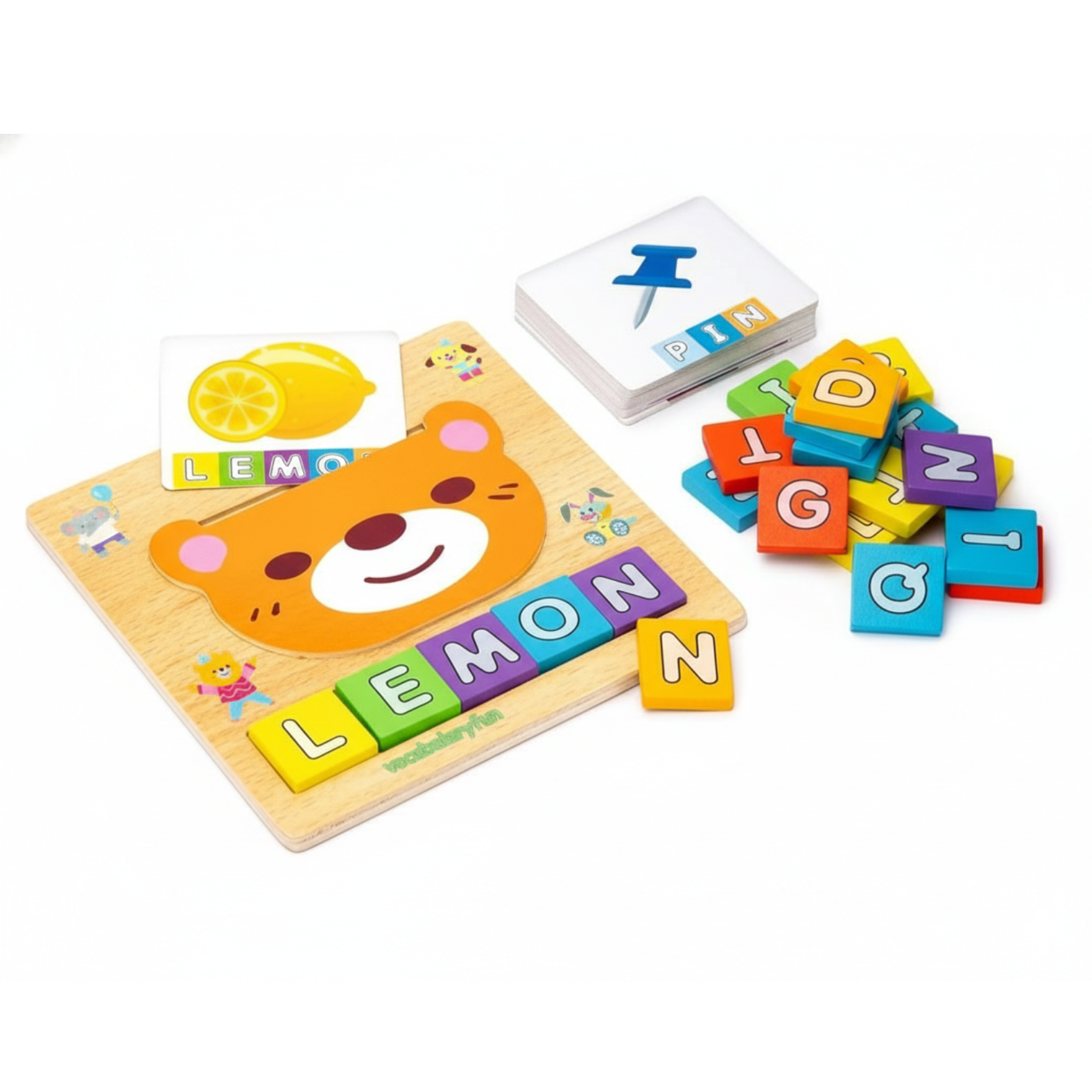 BrightX Wooden Alphabet Puzzle & Letter Matching Game - Panda Spelling Game